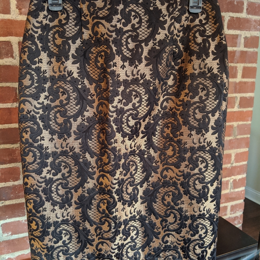 Black and Gold Pencil Skirt